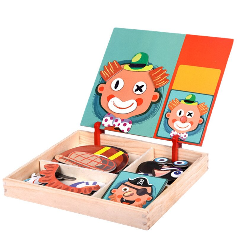 X10-Jouet de Puzzle magnétique en bois