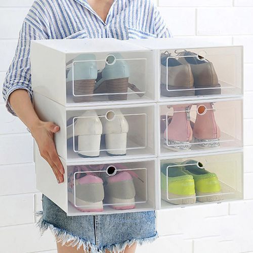 4 paquets de stockage de chaussures transparents en vrac - X10 Maroc - Livraison gratuite - Blanc
