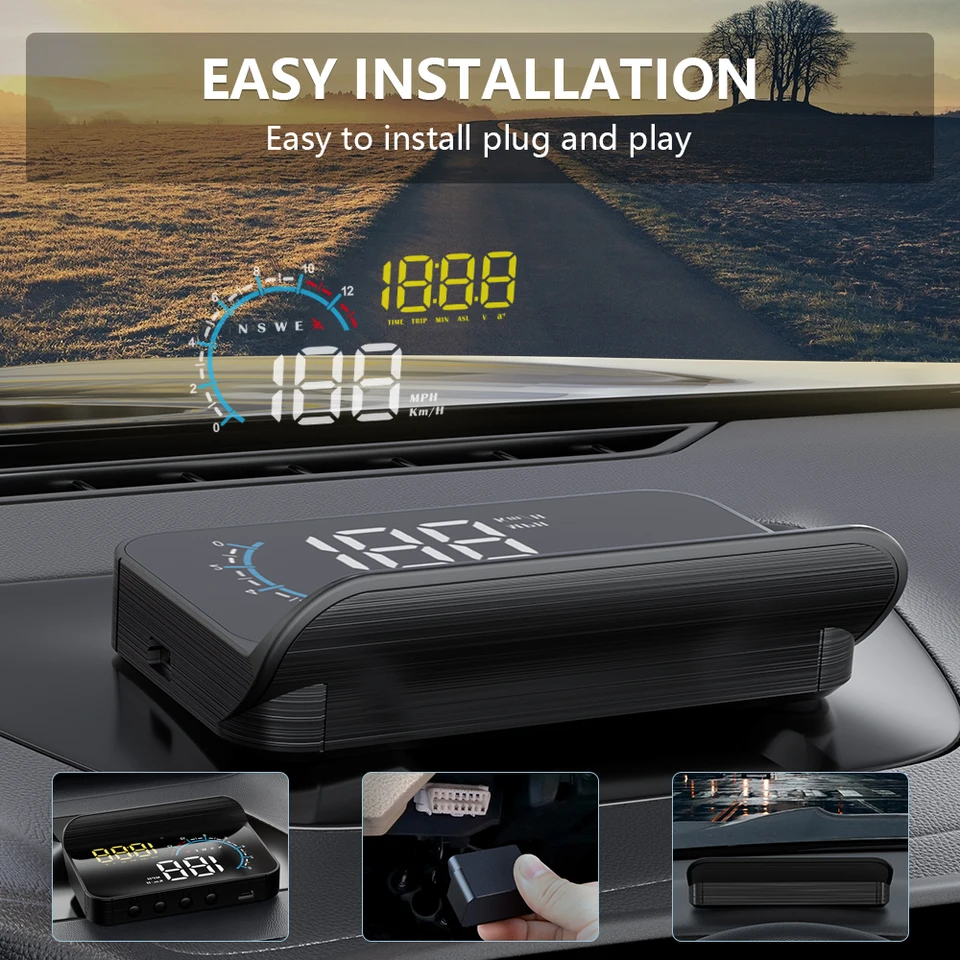 Car Digital Gps Speedometer Head Up Display Overspeed